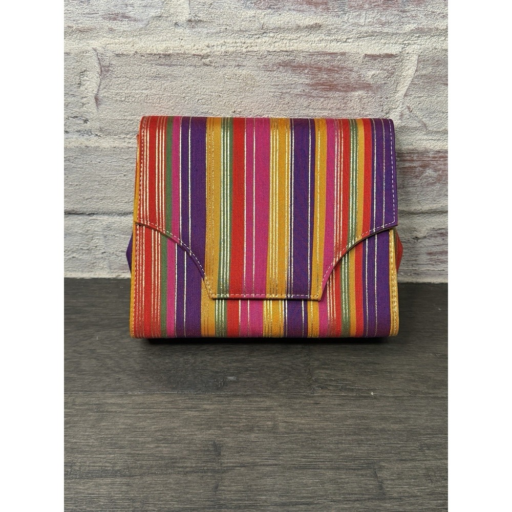 Vintage 1980s Timothy Hitsman Spain Colorful Gold Interior Chain Crossbody Purse